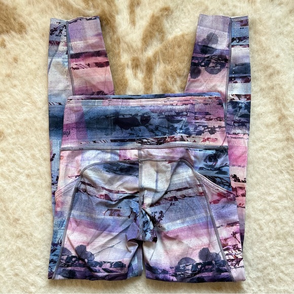 Lululemon Leggings 4 Fast & Free 7/8 Tight II Purple Sunrise Pink Small running - Picture 7 of 15